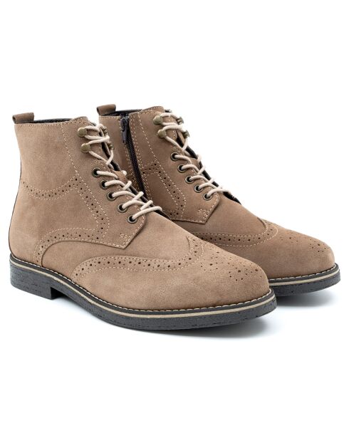Boots en Cuir de Velours Segomen beiges