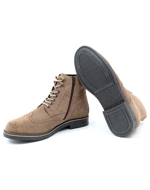 Boots en Cuir de Velours Segomen beiges
