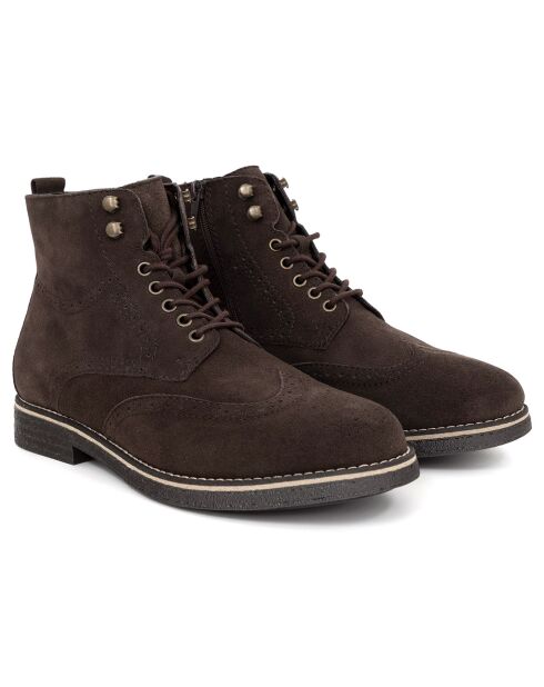 Boots en Cuir de Velours Segomen marron