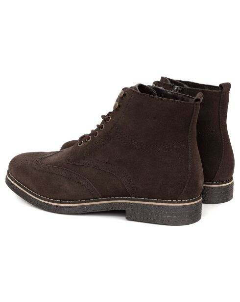 Boots en Cuir de Velours Segomen marron