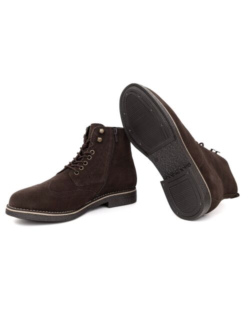 Boots en Cuir de Velours Segomen marron
