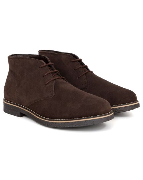 Boots en Cuir de Velours Sekmen marron