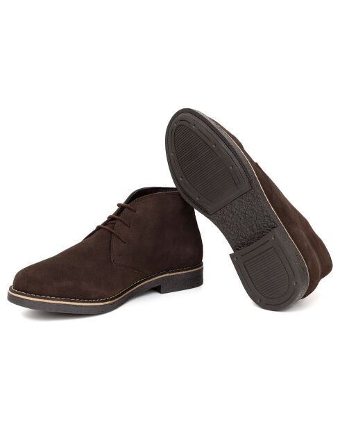 Boots en Cuir de Velours Sekmen marron