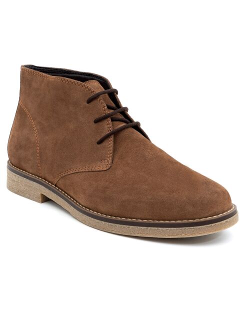 Boots en Cuir de Velours Solun beiges
