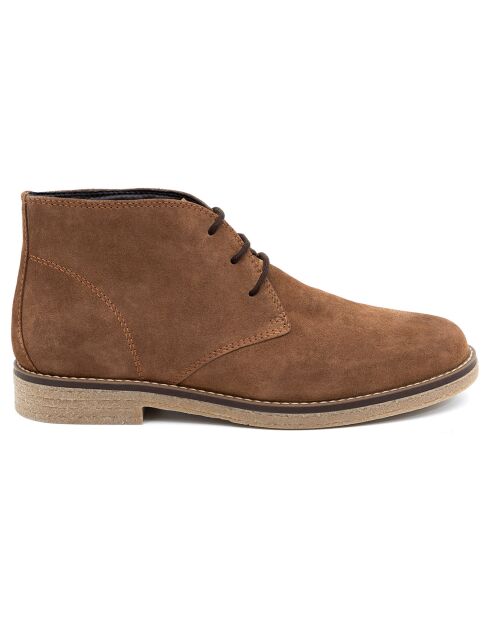 Boots en Cuir de Velours Solun beiges