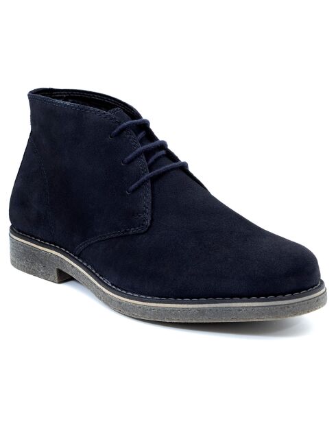Boots en Cuir de Velours Solun bleues