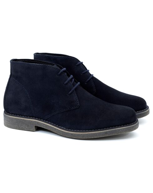 Boots en Cuir de Velours Solun bleues