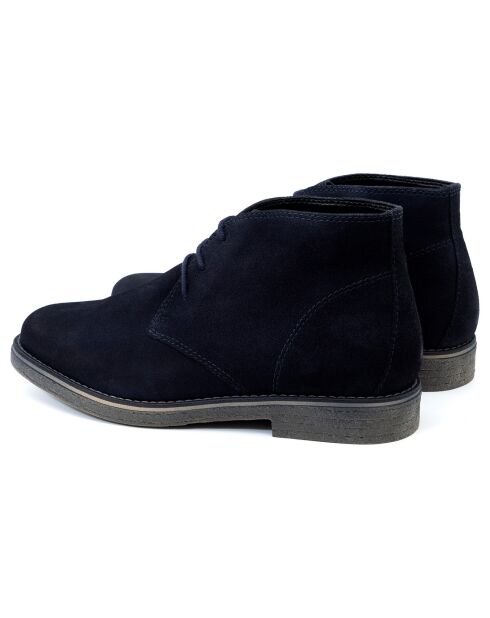 Boots en Cuir de Velours Solun bleues