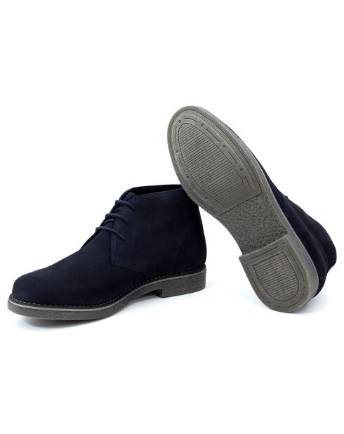 Boots en Cuir de Velours Solun bleues