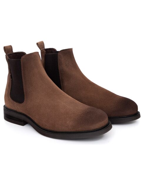 Boots en Cuir de Velours Spencer camel