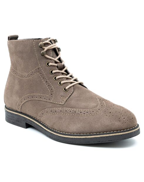 Boots en Cuir de Velours Gris Sulmira grises