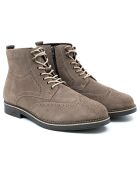 Boots en Cuir de Velours Gris Sulmira grises