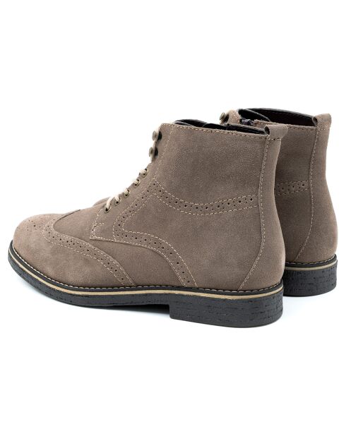 Boots en Cuir de Velours Gris Sulmira grises