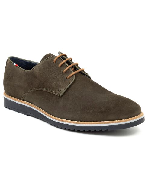 Derbies en Cuir de Velours Vert Sutman vertes