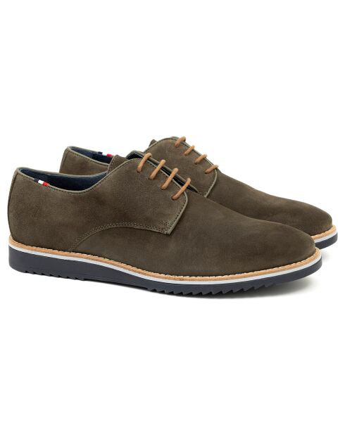 Derbies en Cuir de Velours Vert Sutman vertes