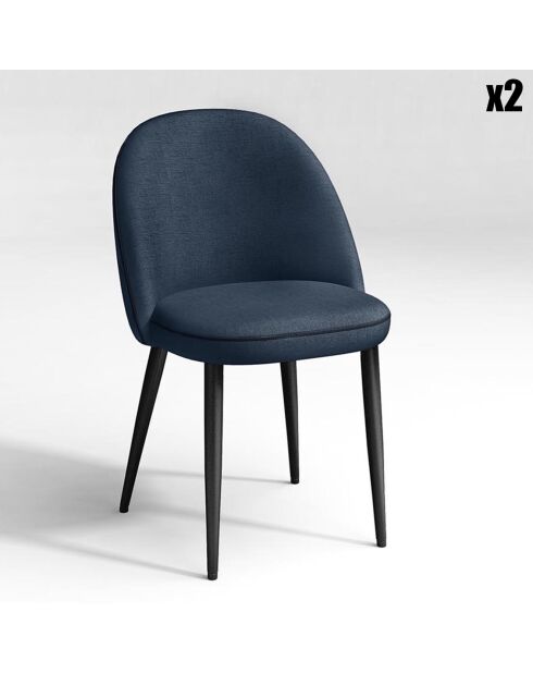 2 Chaises Kent Tissus Pieds Noirs mat bleu/noir - 79.5x51x54 cm