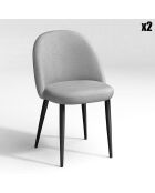 2 Chaises Kent Tissus Pieds Noirs mat gris clair - 79.5x51x54 cm