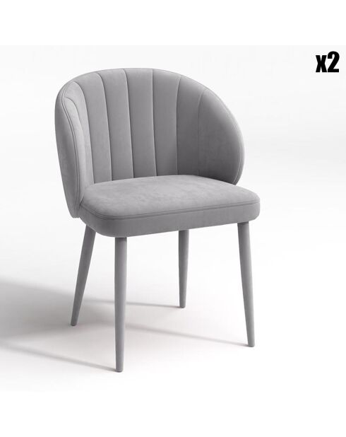 2 Chaises Love Velours Pieds Velours assortis gris clair - 78x50x61 cm