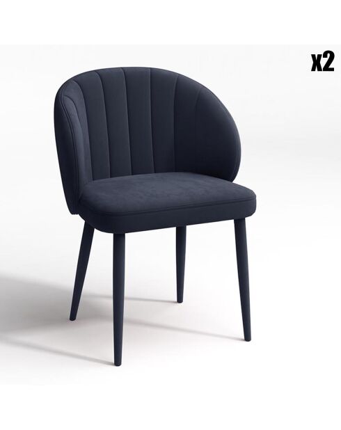 2 Chaises Love Velours Pieds Velours assortis bleu saphir - 78x50x61 cm