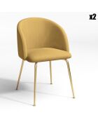 2 Chaises Barbara Tissu  Pieds brossé moutarde - 80x58x56 cm