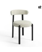 2 chaises Lina velours tramé crèmes - 56x55x77 cm