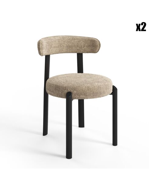 2 chaises Lina velours tramé taupe - 56x55x77 cm