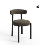2 chaises Lina velours tramé brun expresso - 56x55x77 cm