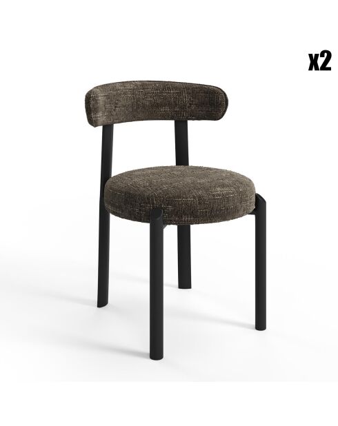 2 chaises Lina velours tramé brun expresso - 56x55x77 cm