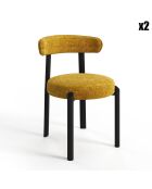 2 chaises Lina velours tramé moutarde - 56x55x77 cm