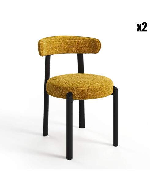2 chaises Lina velours tramé moutarde - 56x55x77 cm