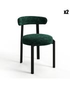 2 chaises Lina velours tramé vert émeraude - 56x55x77 cm