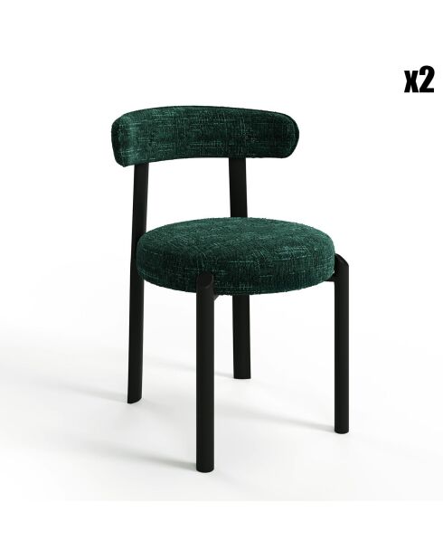 2 chaises Lina velours tramé vert émeraude - 56x55x77 cm