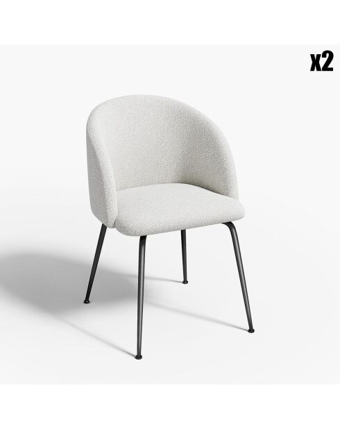 2 Chaises Barbara Bouclette blanches - 80x58x56 cm