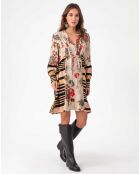 Robe Courte Iris gardenia/rayures