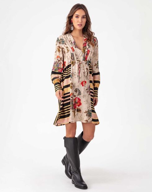 Robe Courte Iris gardenia/rayures