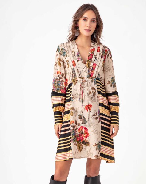 Robe Courte Iris gardenia/rayures