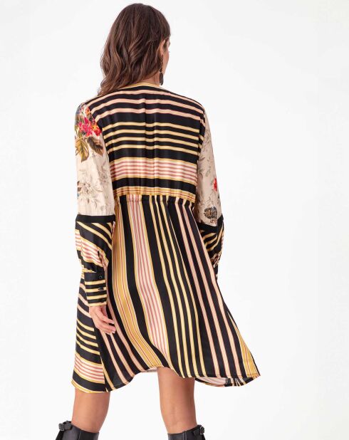 Robe Courte Iris gardenia/rayures