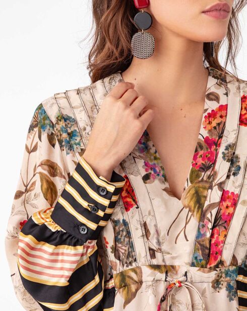 Robe Courte Iris gardenia/rayures