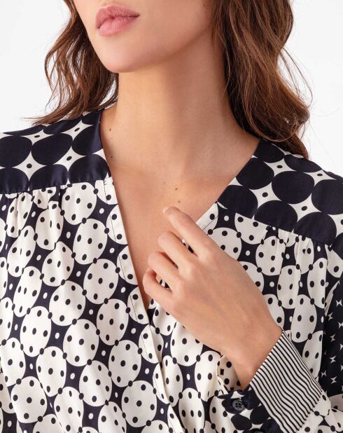 Blouse Barbara nuit/pois graphiques
