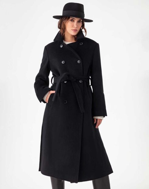 Manteau avec Ceinture Reem noir