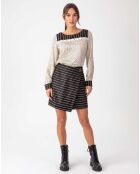 Robe Louna rayure beige/fleurette