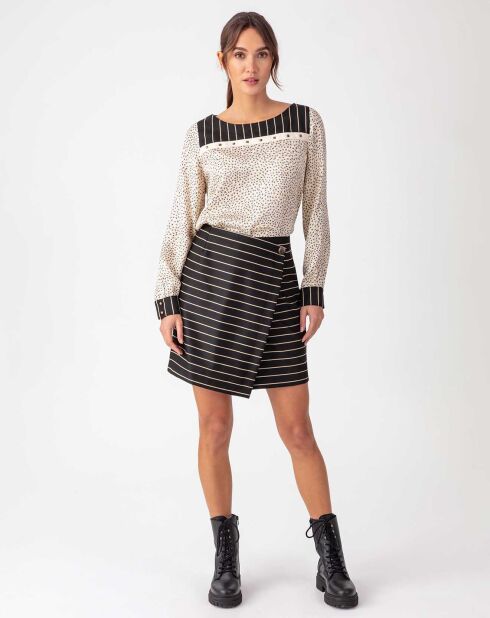 Robe Louna rayure beige/fleurette