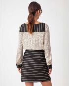 Robe Louna rayure beige/fleurette