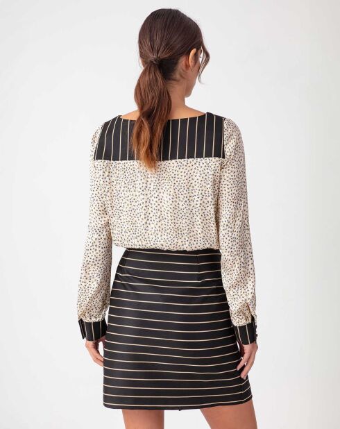 Robe Louna rayure beige/fleurette