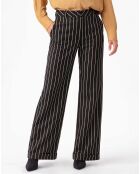 Pantalon Nour noir/rayure beige