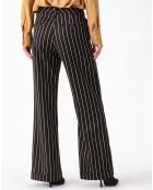 Pantalon Nour noir/rayure beige