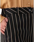 Pantalon Nour noir/rayure beige