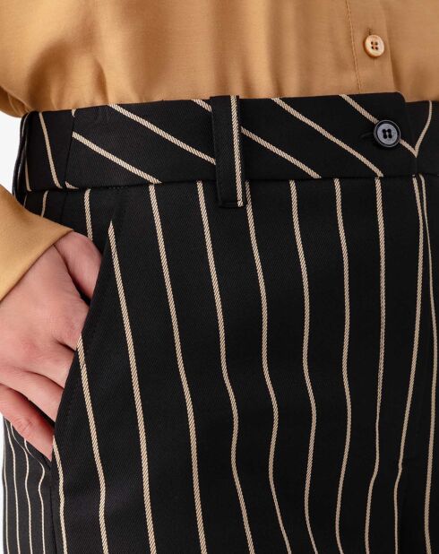 Pantalon Nour noir/rayure beige