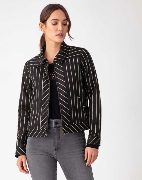 Veste Sohan noir/rayure beige