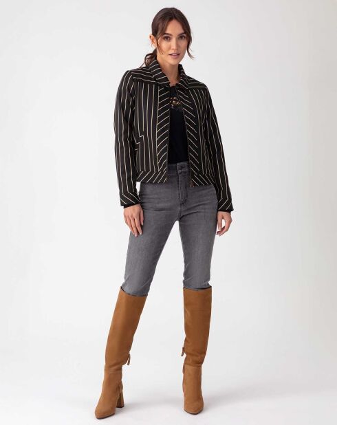 Veste Sohan noir/rayure beige